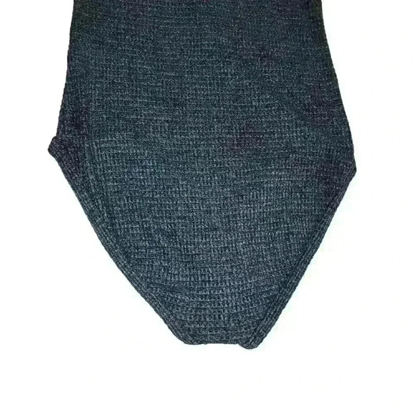 Free People Keep Your Cool Charcoal Gray Waffle Henley Bodysuit Size S - Picture 10 of 13